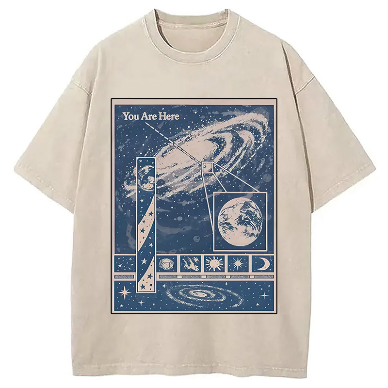 You Are Here Space Washed T-Shirt Minimal Retro Graphic Clothing Gifts For BFF You Are Here Space Washed T-Shirt Minimal Retro Graphic Clothing Gifts For BFF