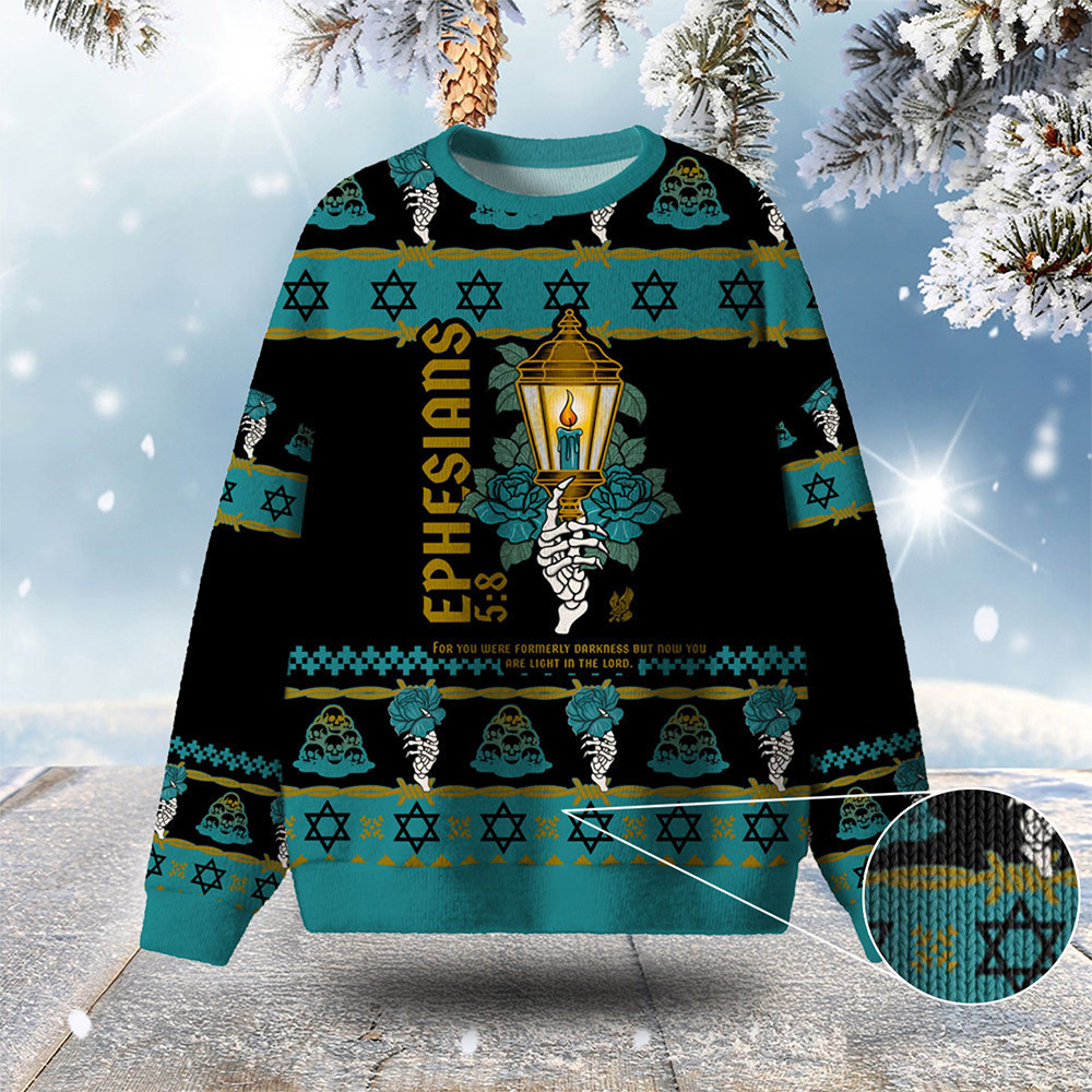 You Are Light In The Lord Ugly Christmas Sweater Holiday Apparel Xmas Faith Gifts