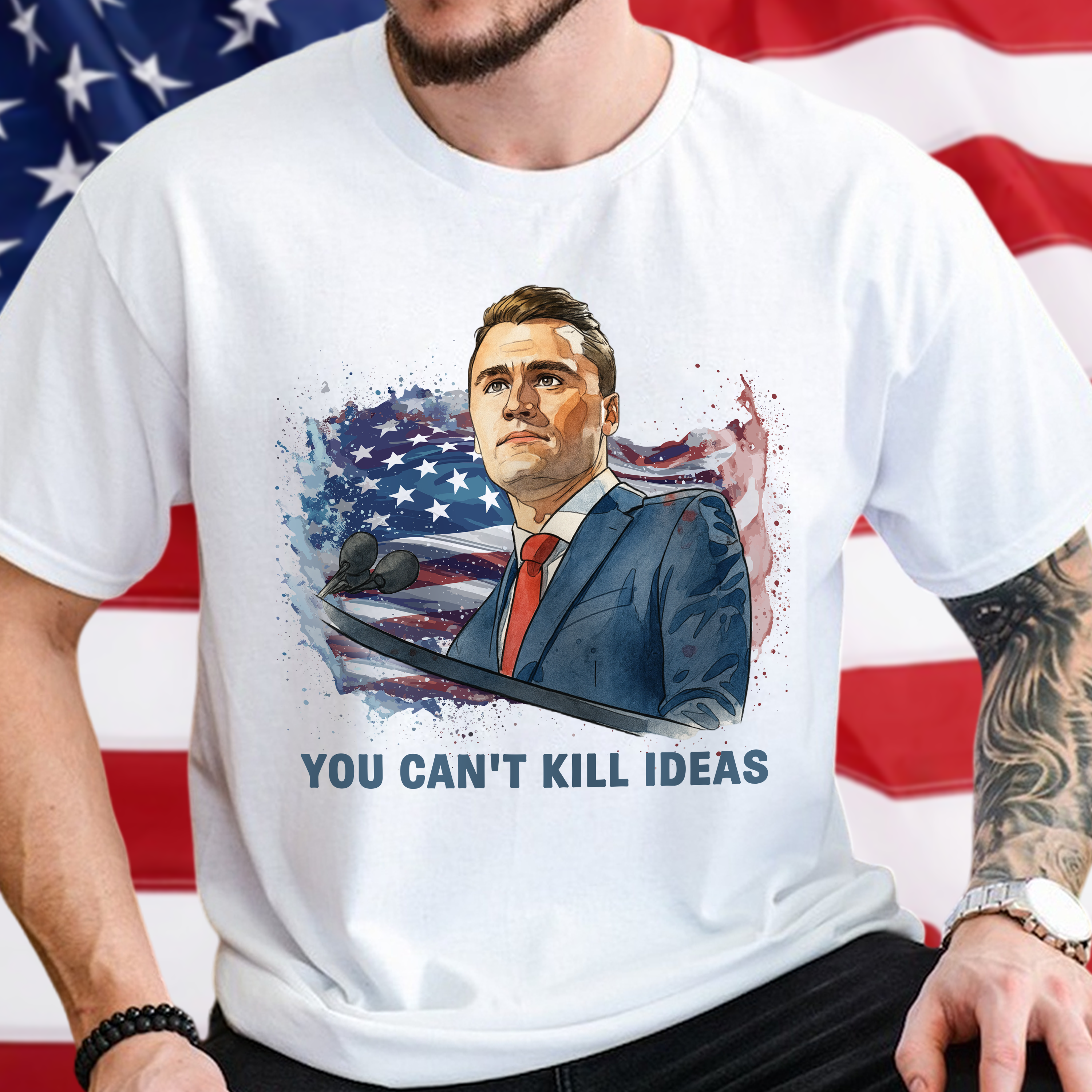 You Can't Kill Ideas Charlie Kirk Memorial Shirt Bright Shirt Gift for Free Speech Supporters