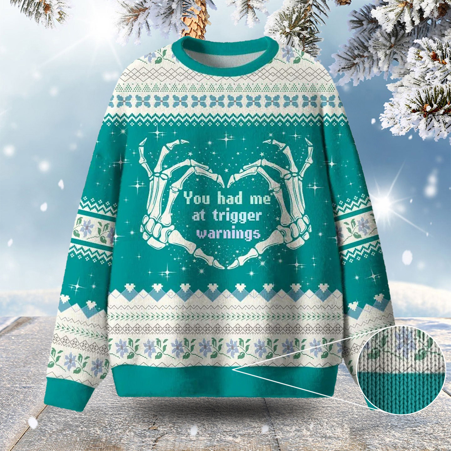 You Had Me At Trigger Warnings Ugly Christmas Sweater Winter Apparel Xmas Presents For Her
