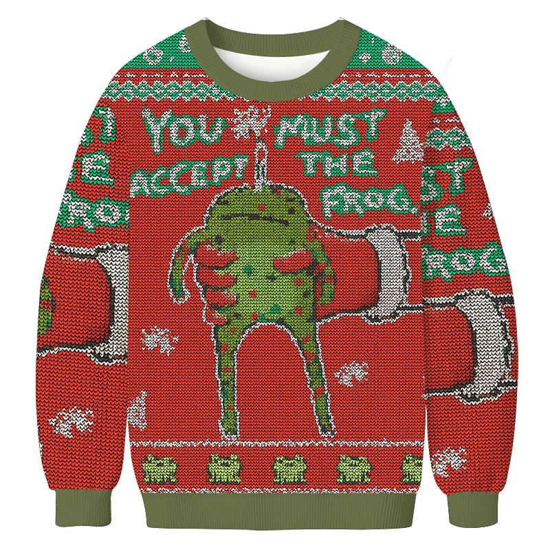 You Must Accept The Frog Christmas Ugly Sweatshirt Holiday Season Gag Gift Top
