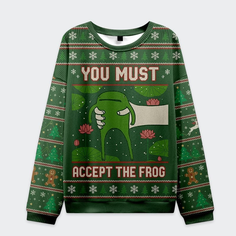 You Must Accept The Frog Ugly Christmas Sweater Funny Xmas Clothing Gifts For Frog Lovers