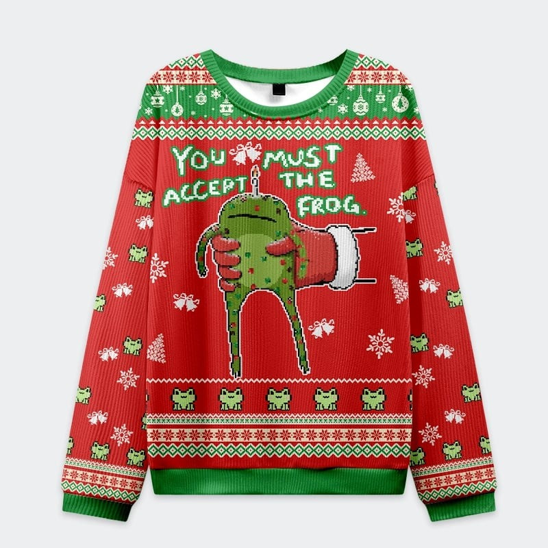 You Must Accept The Frog Ugly Christmas Sweater Funny Xmas Jumpers Gifts For Frog Lovers