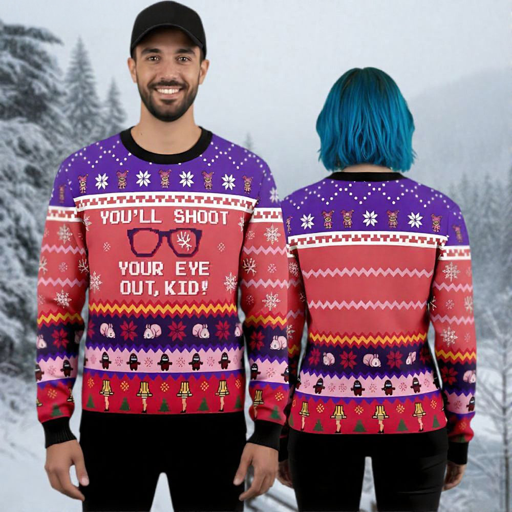 You'll Shoot Your Eye Out Kid Ugly Christmas Sweater Xmas Wear Crazy Xmas Sweaters