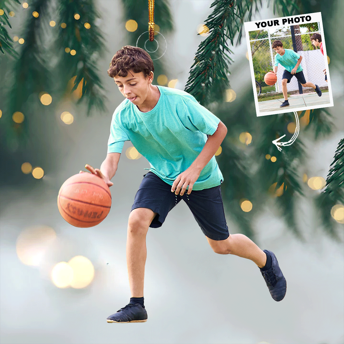 Young Spirit Personalized Photo Mica Ornament Gift For Baseketball Lover Sport Lover