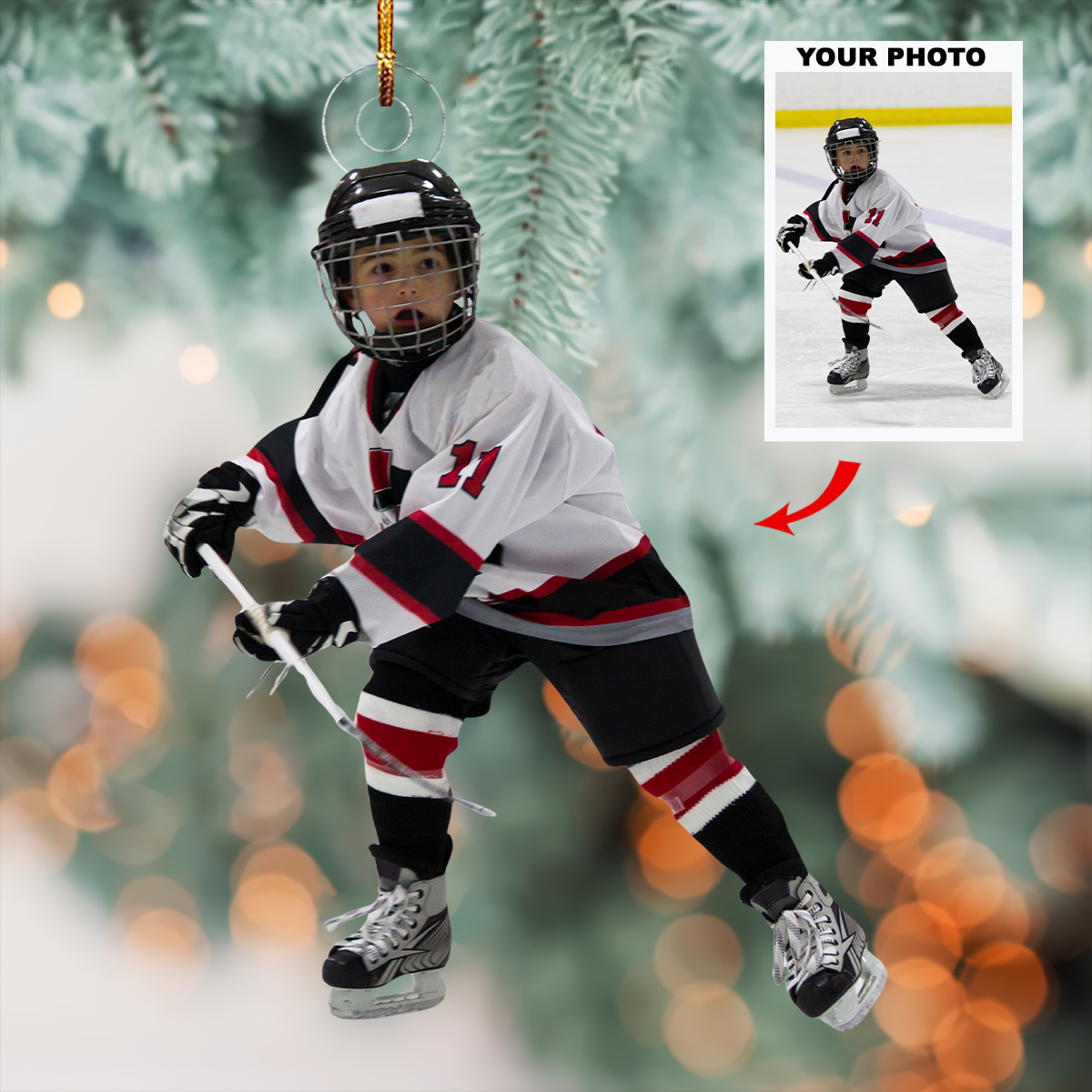 Young Star Personalized Photo Mica Ornament Gift For Ice Hockey Players Ice Hockey Lov