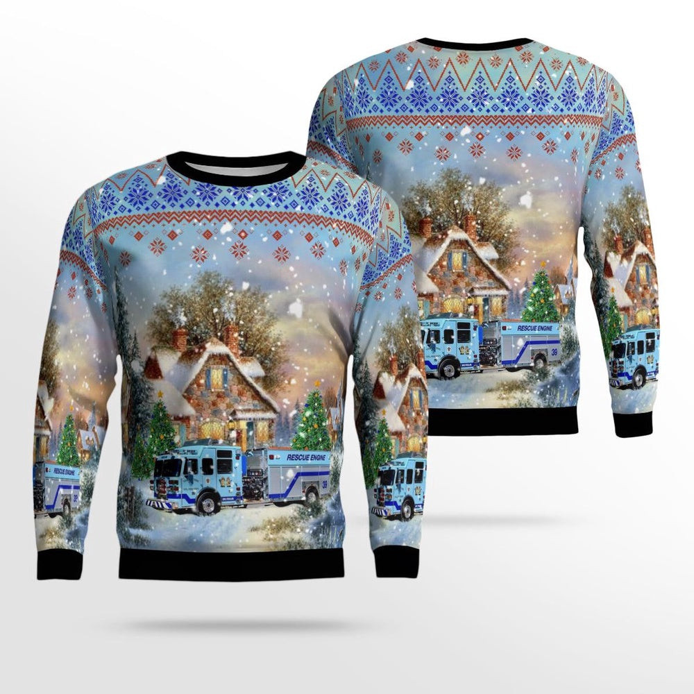 Youngstown Volunteer Fire Station 9 Youngstown Pennsylvania Christmas AOP Ugly Sweater Gift For Christmas