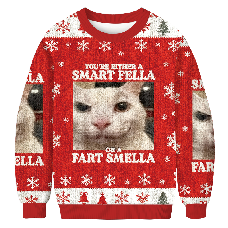 You're Either a Smart Fella Christmas Ugly Sweatshirt Christmas Party Novelty Sweater Gift Ideas