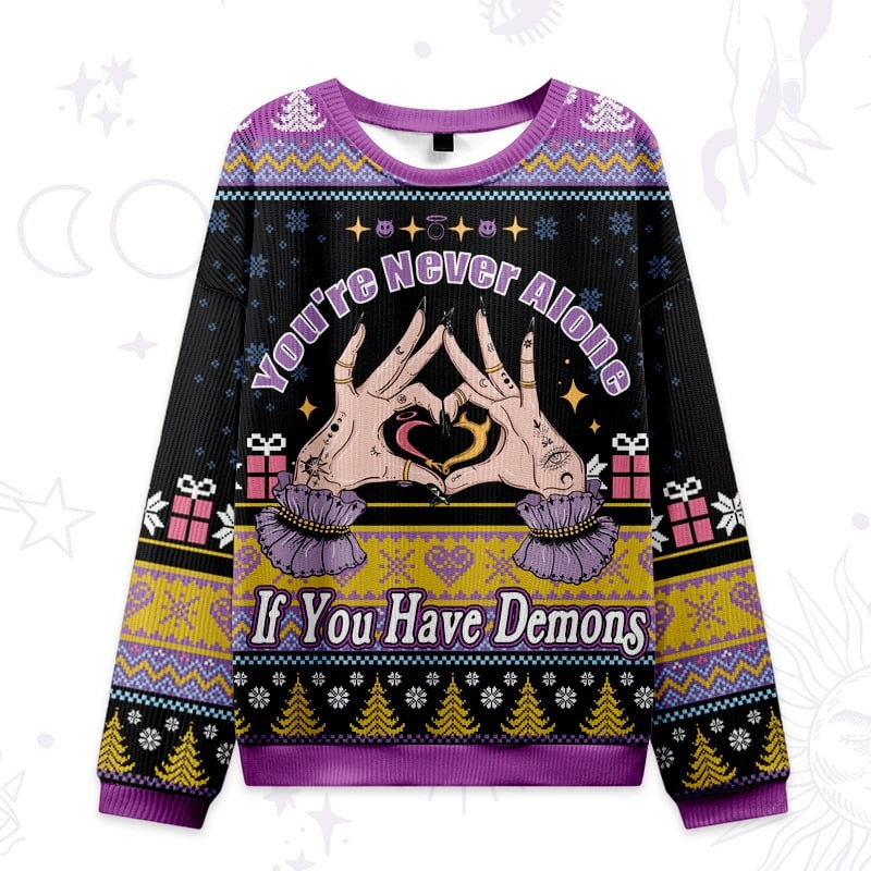 You'Re Never Alone If You Have Demons Ugly Christmas Sweater Xmas Gifts For Her