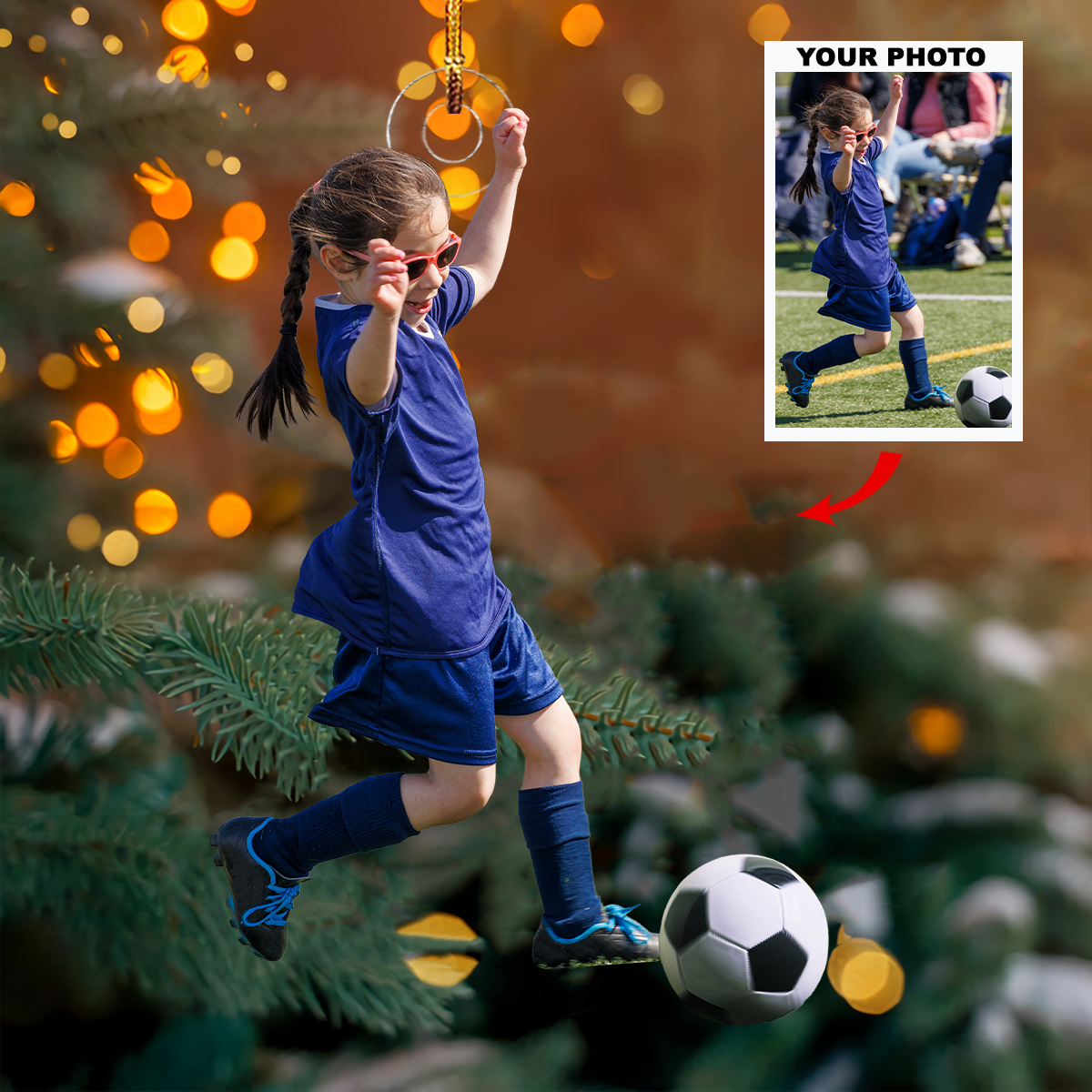 Youth Soccer Personalized Photo Mica Ornament Gift For Soccer Lovers Soccer Players