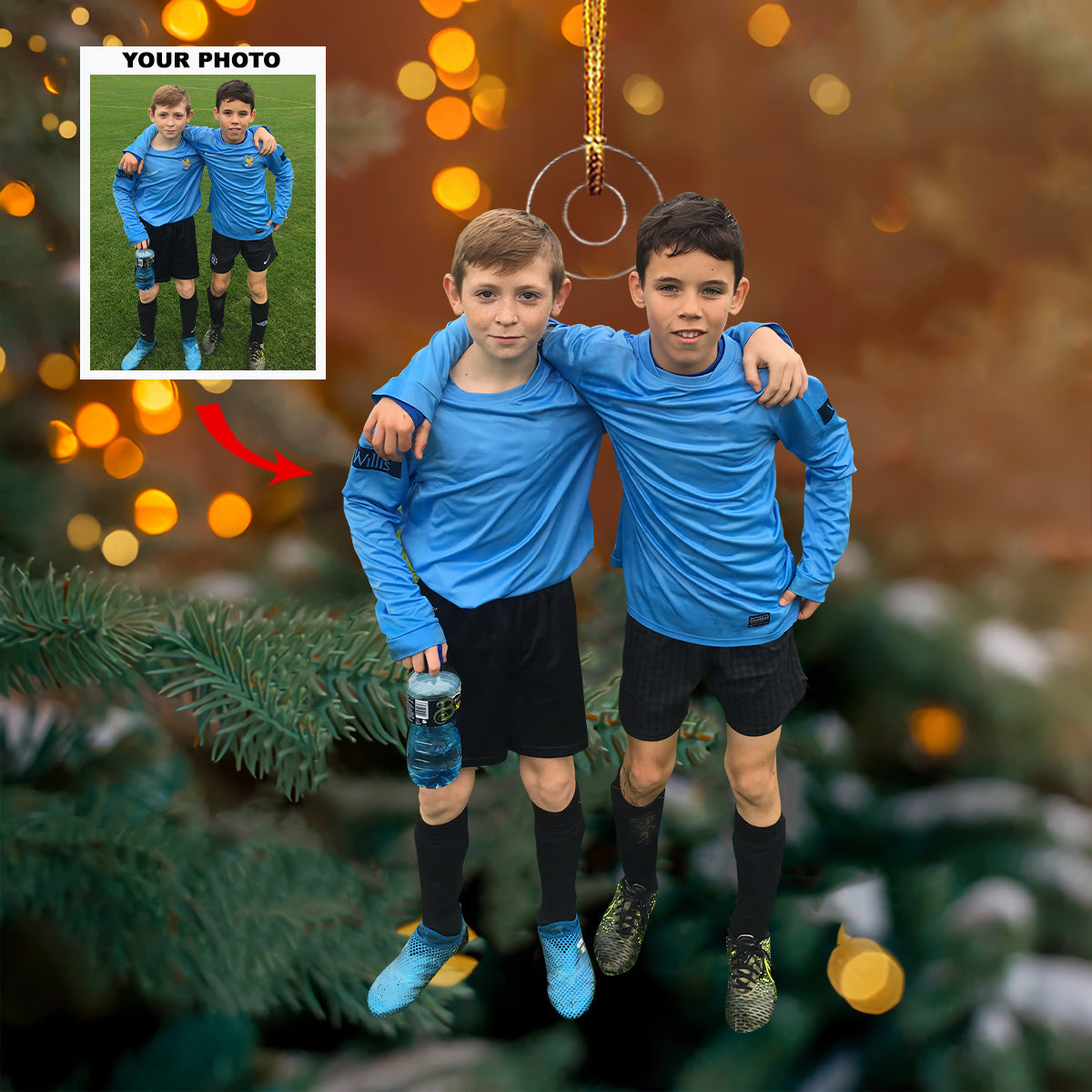 Youth Sports Memory Personalized Photo Mica Ornament Christmas Gift For Sport Lovers