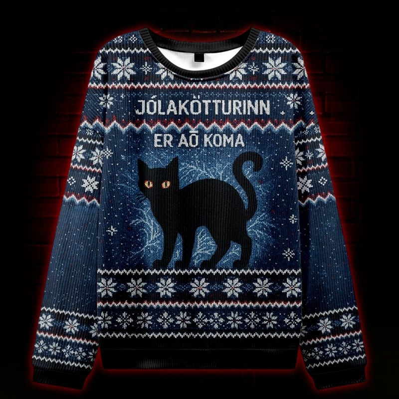 Yule Cat Jolakotturinn Ugly Christmas Sweater Xmas Apparel Icelandic Gifts For Cat Lovers