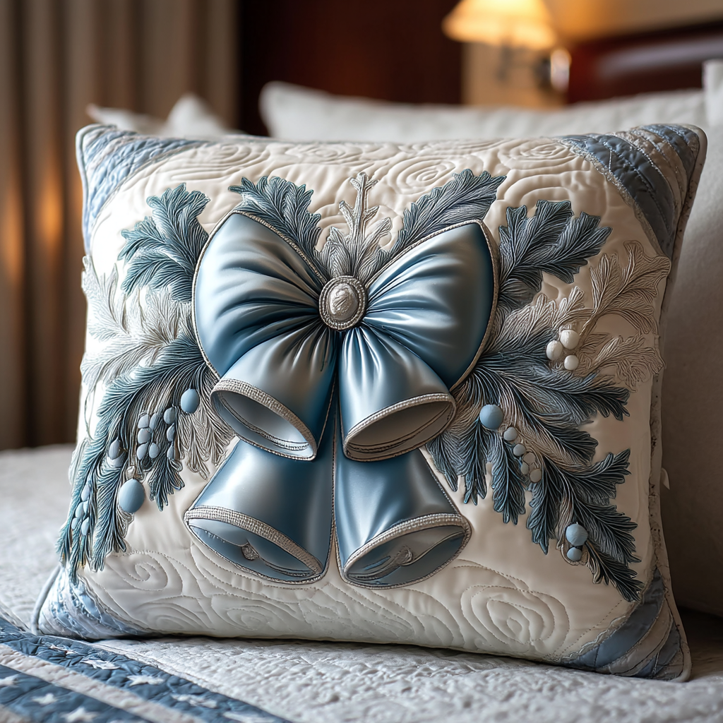 Yuletide Bell Glow Quilted Pillow Case Christmas Throw Pillow Covers Secret Santa Gift Ideas