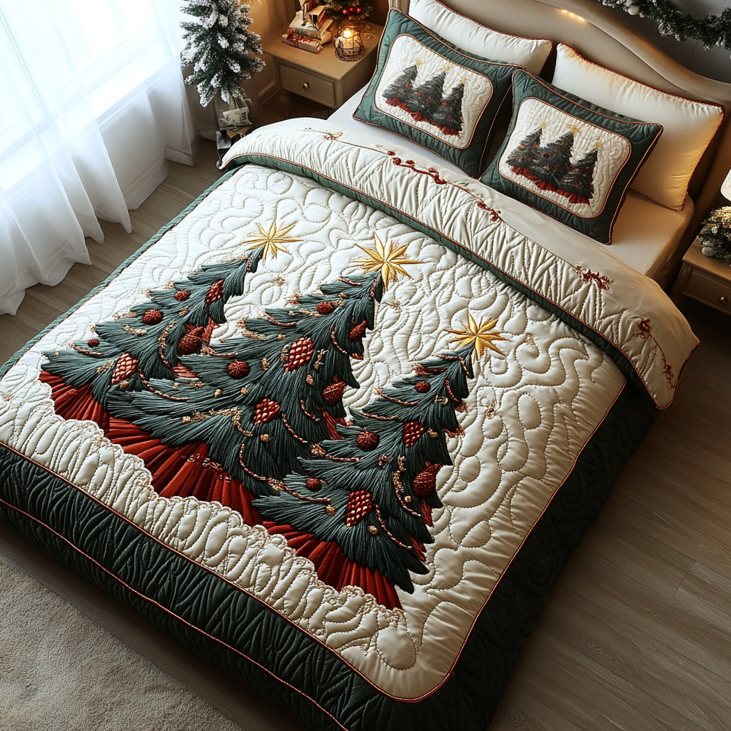 Yuletide Bliss Quilted Bedding Set King Bedspread Perfect Holiday Gift For Children