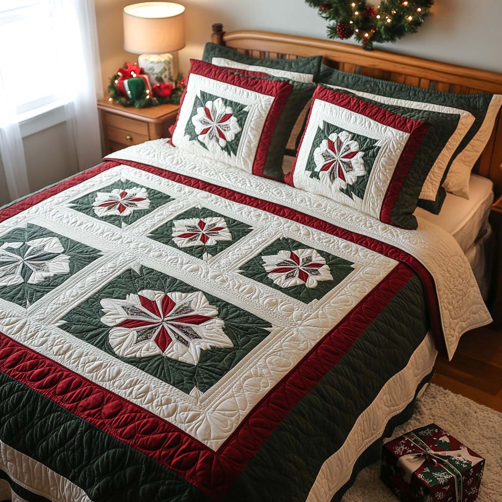 Yuletide Blossoms Quilted Bedding Set Xmas Duvet Sets Christmas Ideas For Her