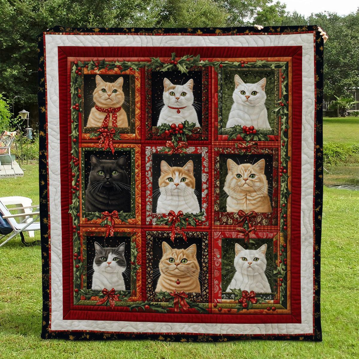 Yuletide Cats Quilted Blanket Best Gifts For Cat Lovers