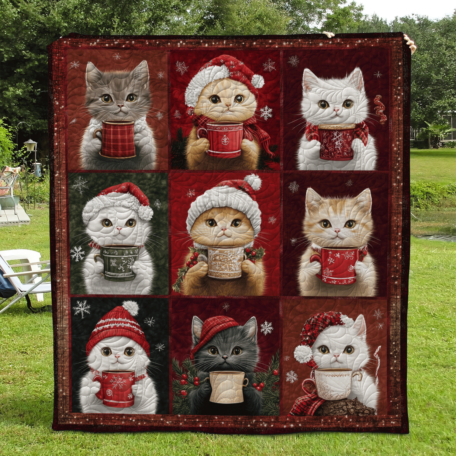Yuletide Cats Quilted Blanket Gifts For Cat Owners