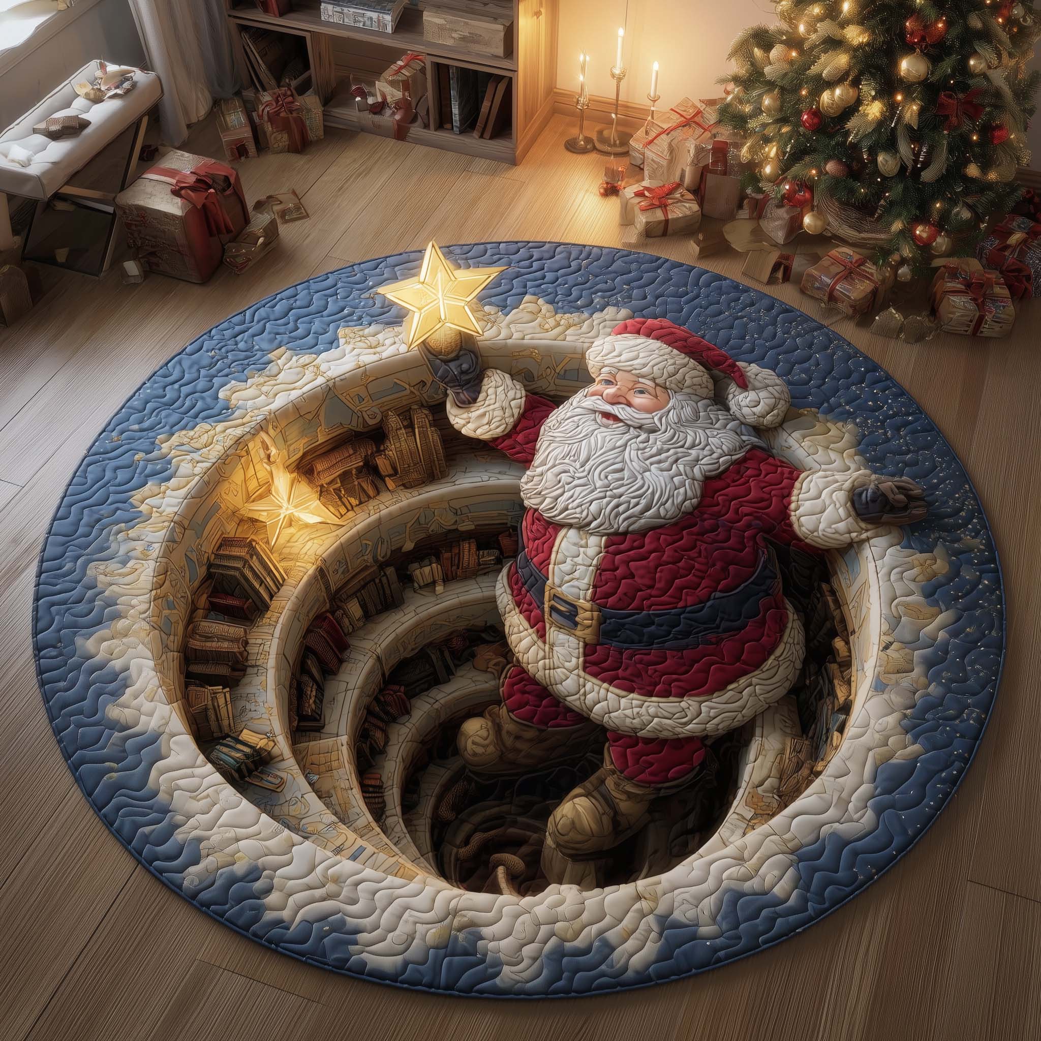 Yuletide Cellar Quilted Round Mat Decorative Quilted Round Mat Gift for Modern Homes Beautiful Quilted Round Mat Gift for Loved Ones