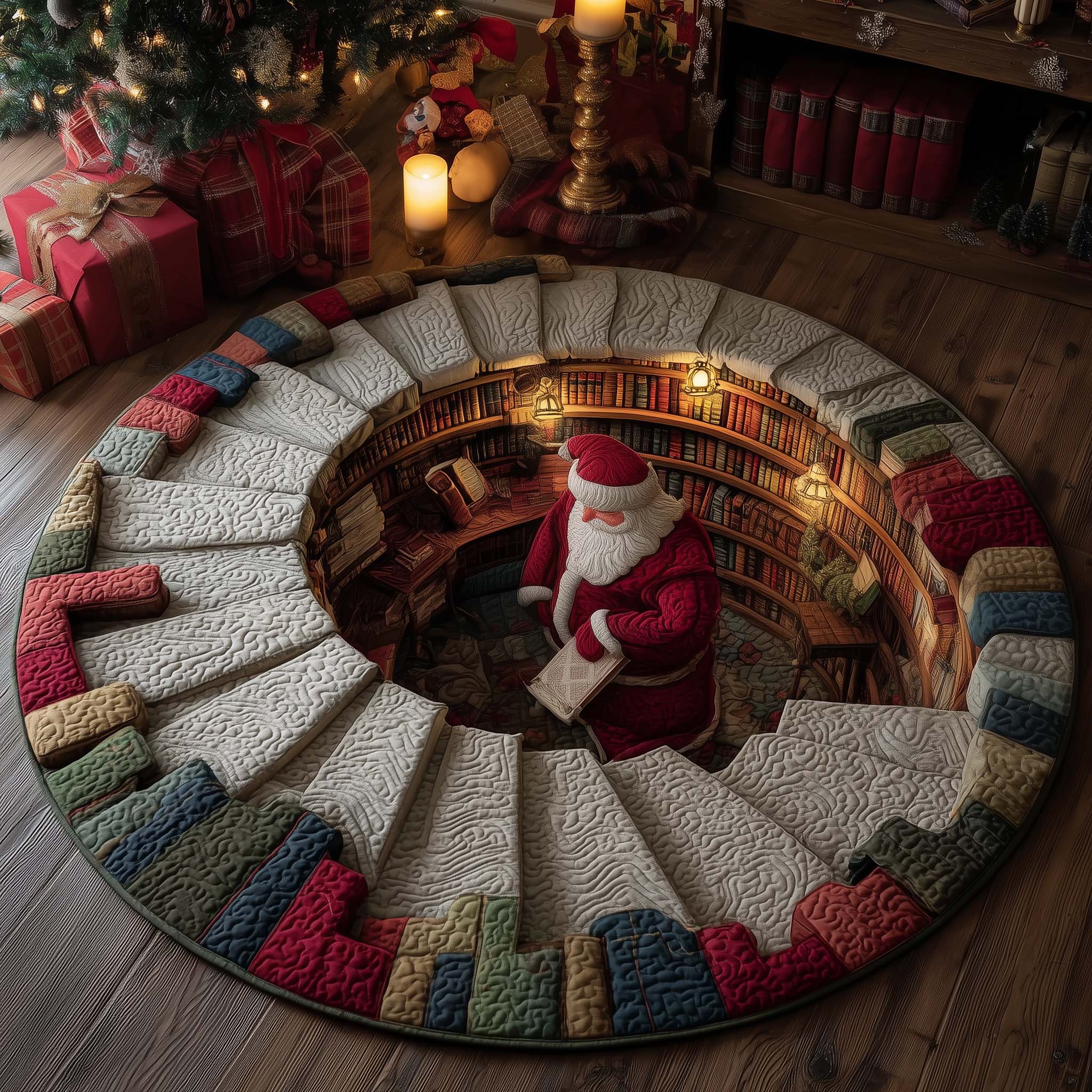 Yuletide Cellar Quilted Round Mat Durable Quilted Round Mat That Lasts for Years Unique Quilted Round Mat for Modern Interiors