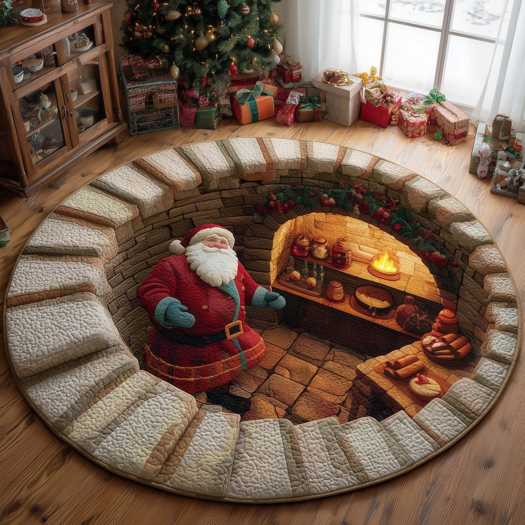 Yuletide Cellar Quilted Round Mat Soft Quilted Round Mat for Relaxing Areas Classic Quilted Round Mat for Timeless Decor