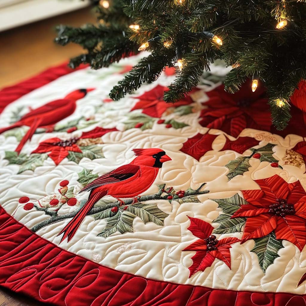 Yuletide Chorus Christmas Quilted Tree Skirt Holiday Decorations Cardinal Christmas Gift Ideas