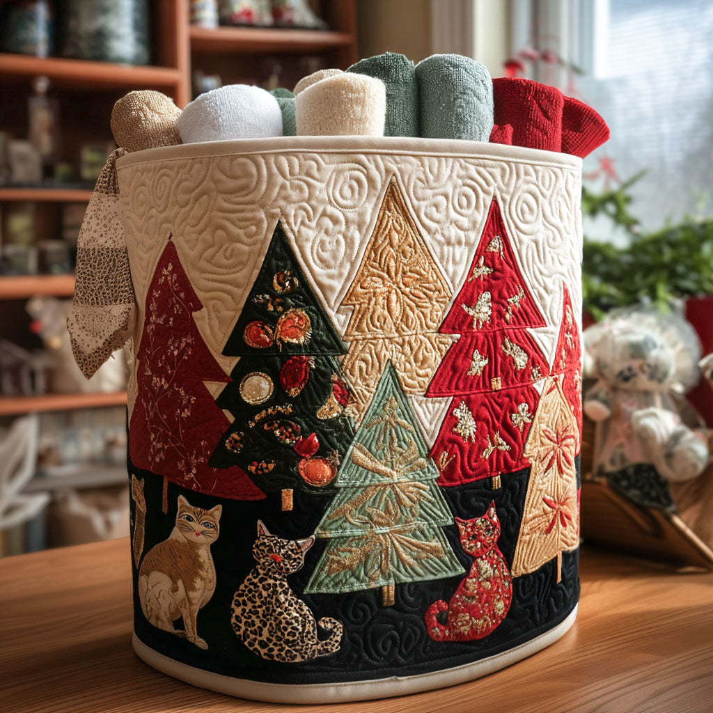 Yuletide Comfort Quilted Laundry Basket Luxury Quilted Storage Basket Gift for Home Decor Lovers