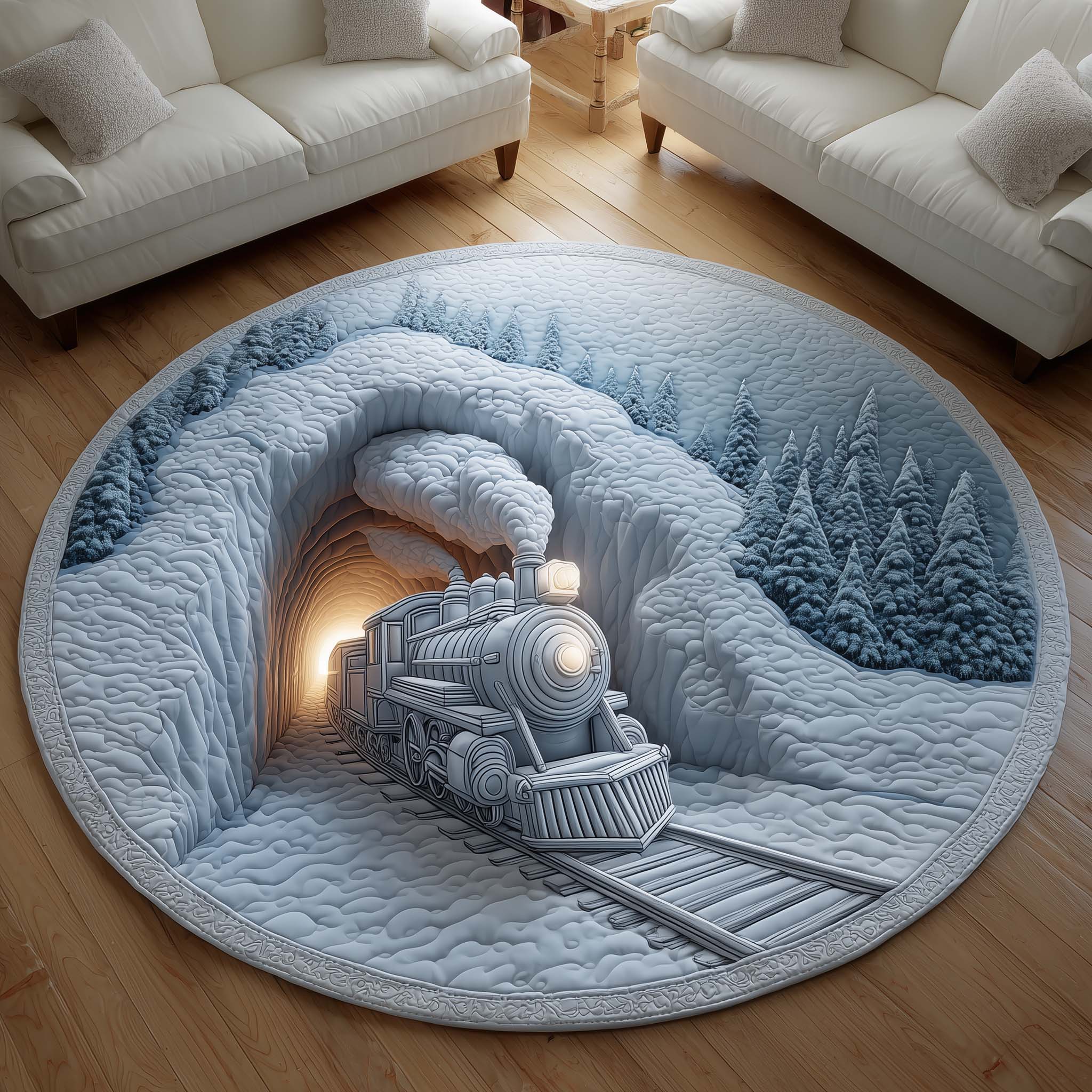 Yuletide Express Quilted Round Mat Durable Quilted Round Mat for Everyday Use