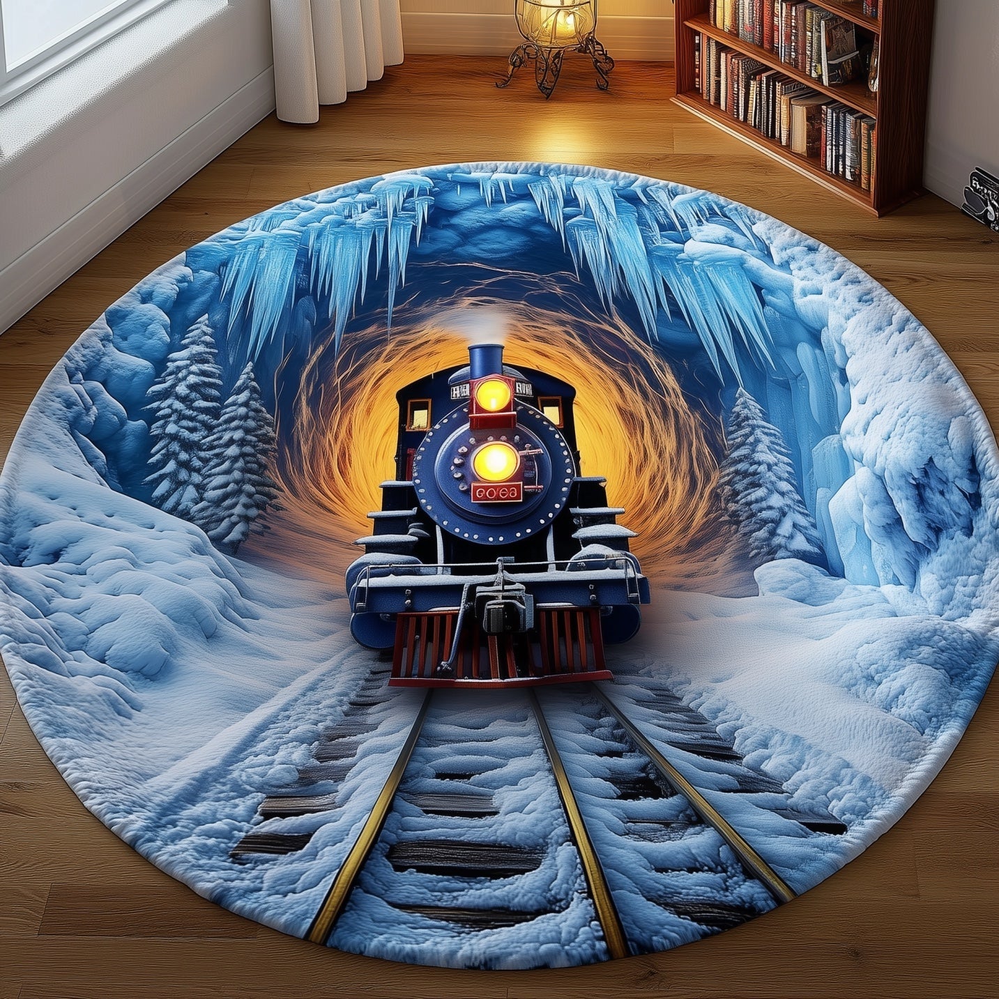 Yuletide Express Quilted Round Mat Elegant Quilted Round Mat for Luxury Interiors Comfortable Quilted Round Mat for Relaxing Moments