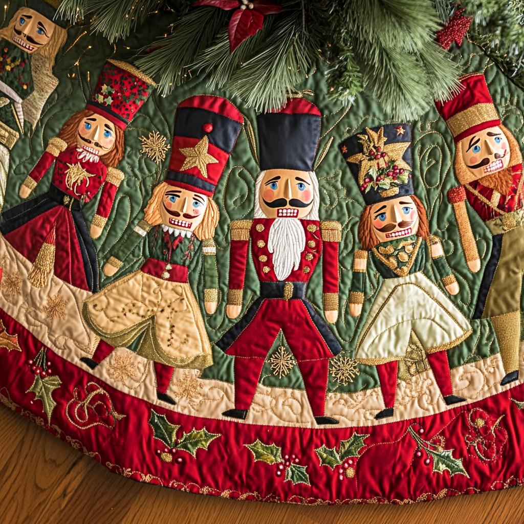 Yuletide Glow Christmas Quilted Tree Skirt Perfect Holiday Gift for Home Decor Lovers