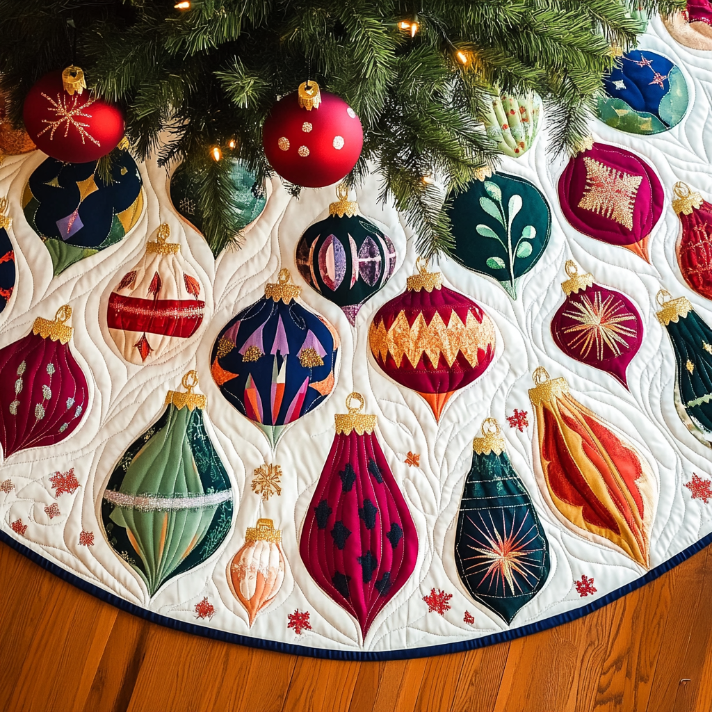 Yuletide Glow Quilted Christmas Tree Skirt Christmas Tree Base Cover Best Holiday Gifts 2025
