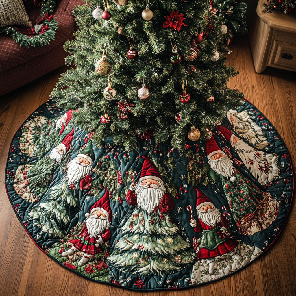 Yuletide Glow Quilted Christmas Tree Skirt Luxury Quilted Tree Skirt with Decorative Stitching