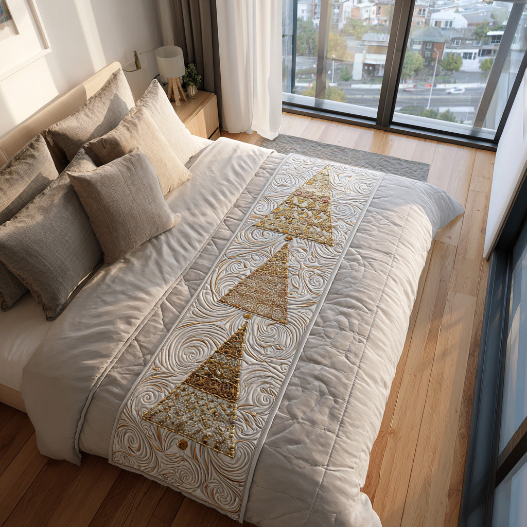 Yuletide Grove Quilted Bed Runner Christmas Bed Scarf Family Xmas Ideas