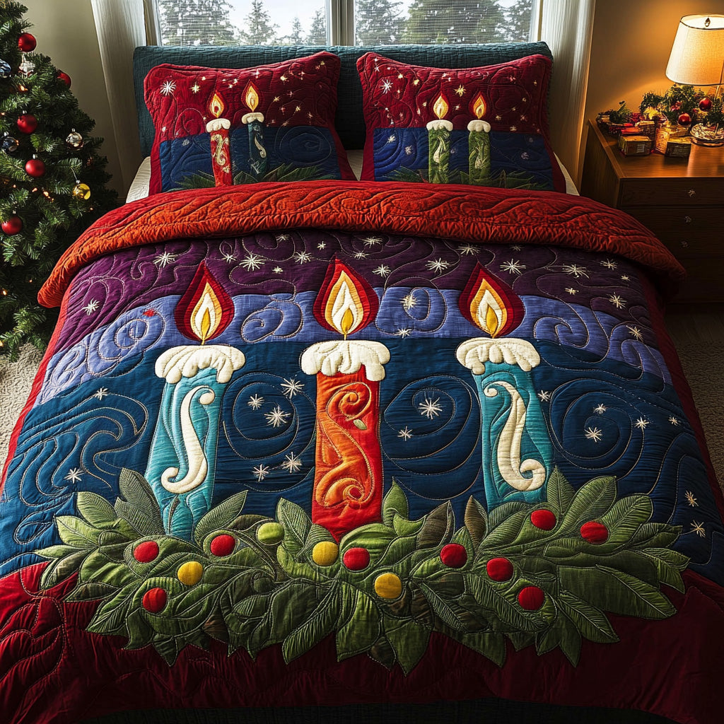 Yuletide Light Quilted Bedding Set Holiday Duvet Covers Christmas Gift Ideas For Her