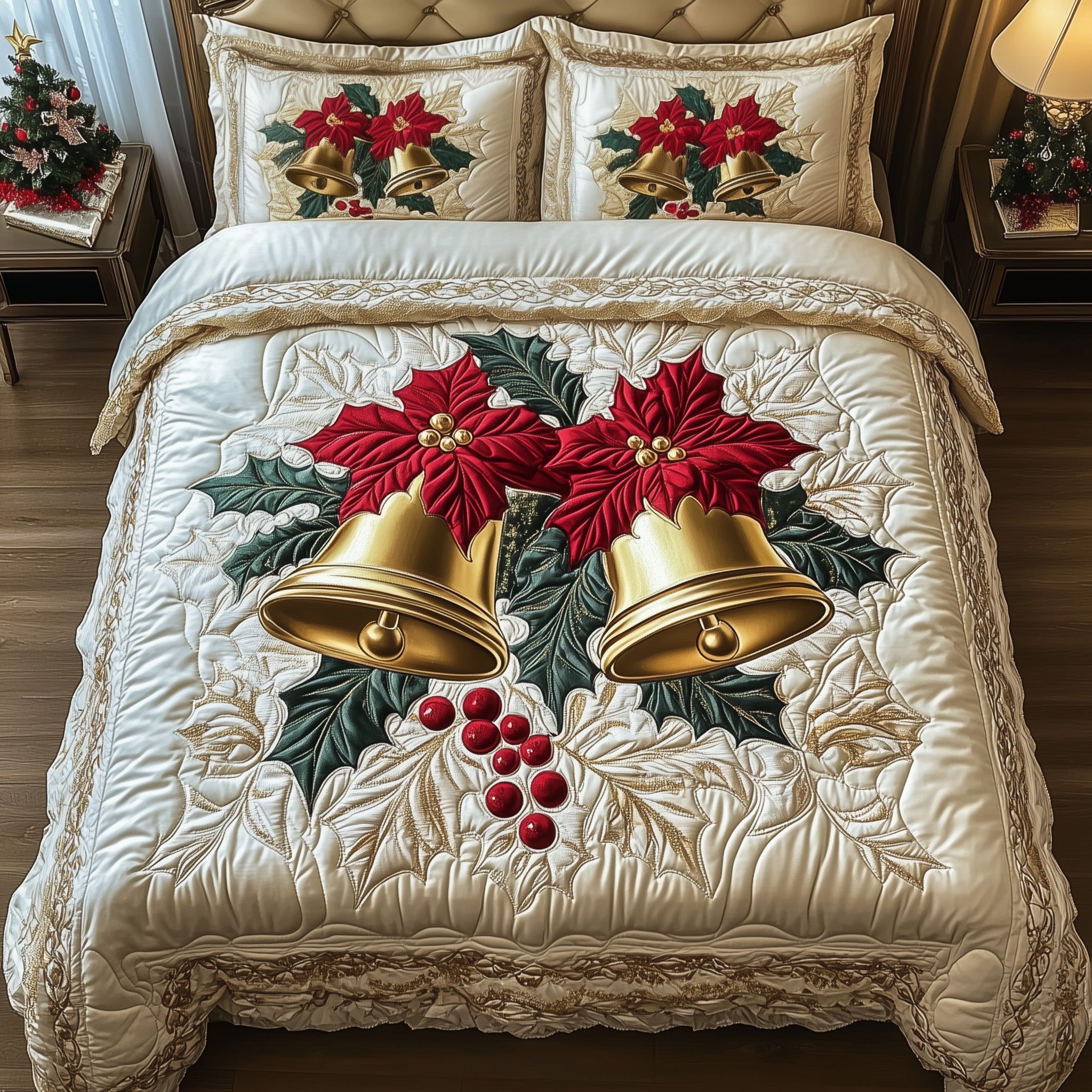Yuletide Melody Quilted Bedding Set Cozy Winter Bedding Merry Christmas Home Bedroom Decor
