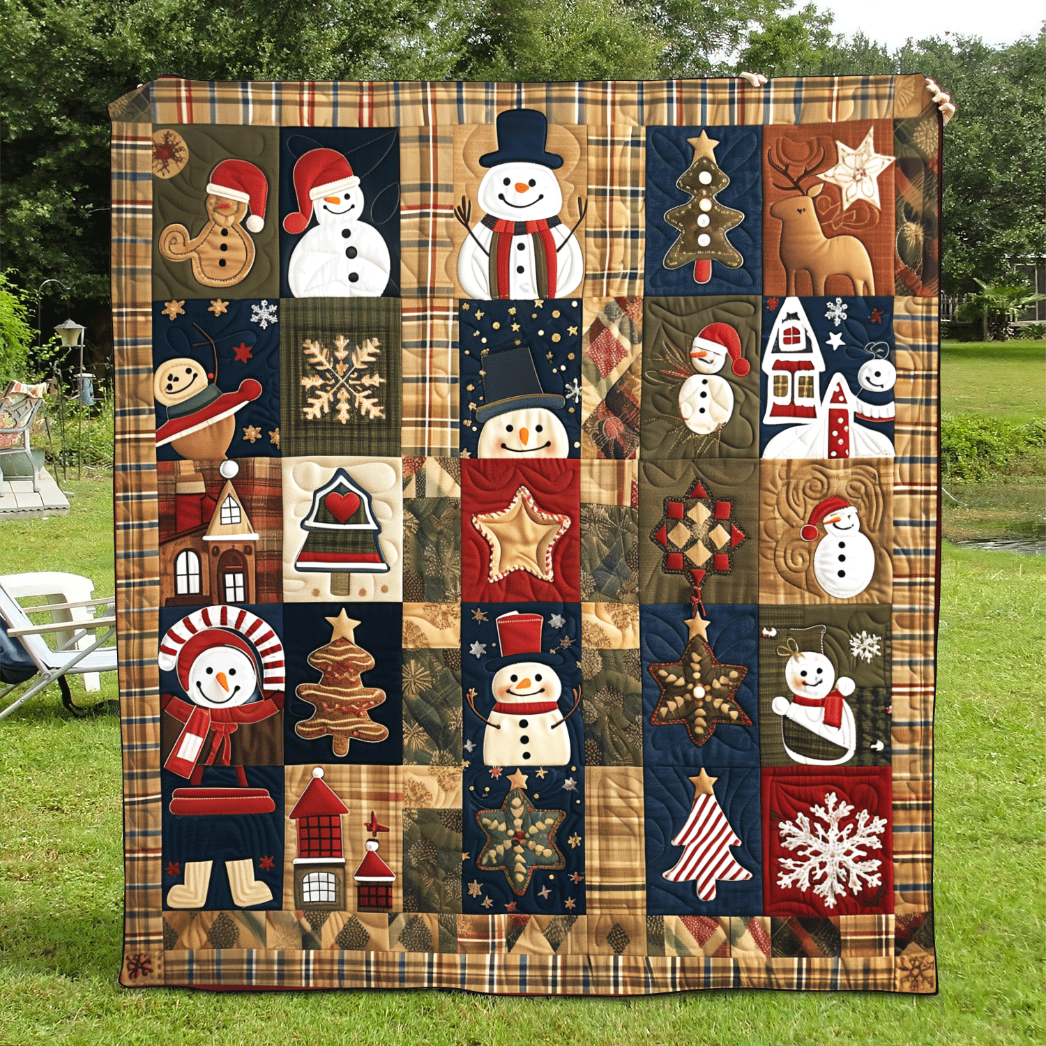 Yuletide Patchwork Quilted Blanket Xmas Gifts For Men
