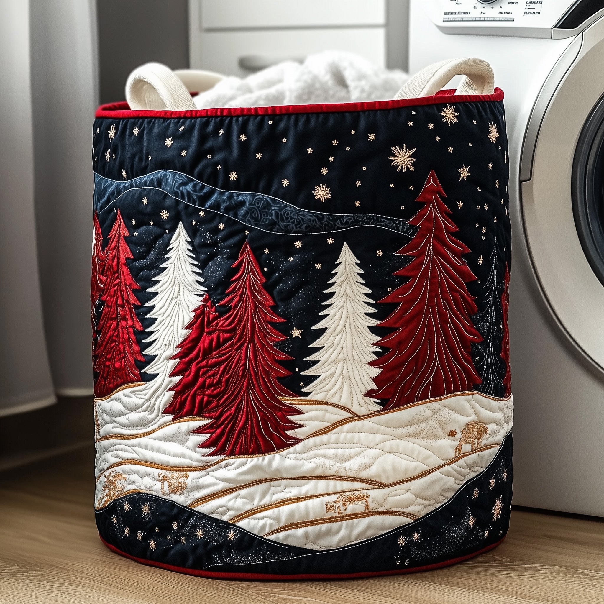 Yuletide Quilted Laundry Basket Christmas Gift Baskets For Families