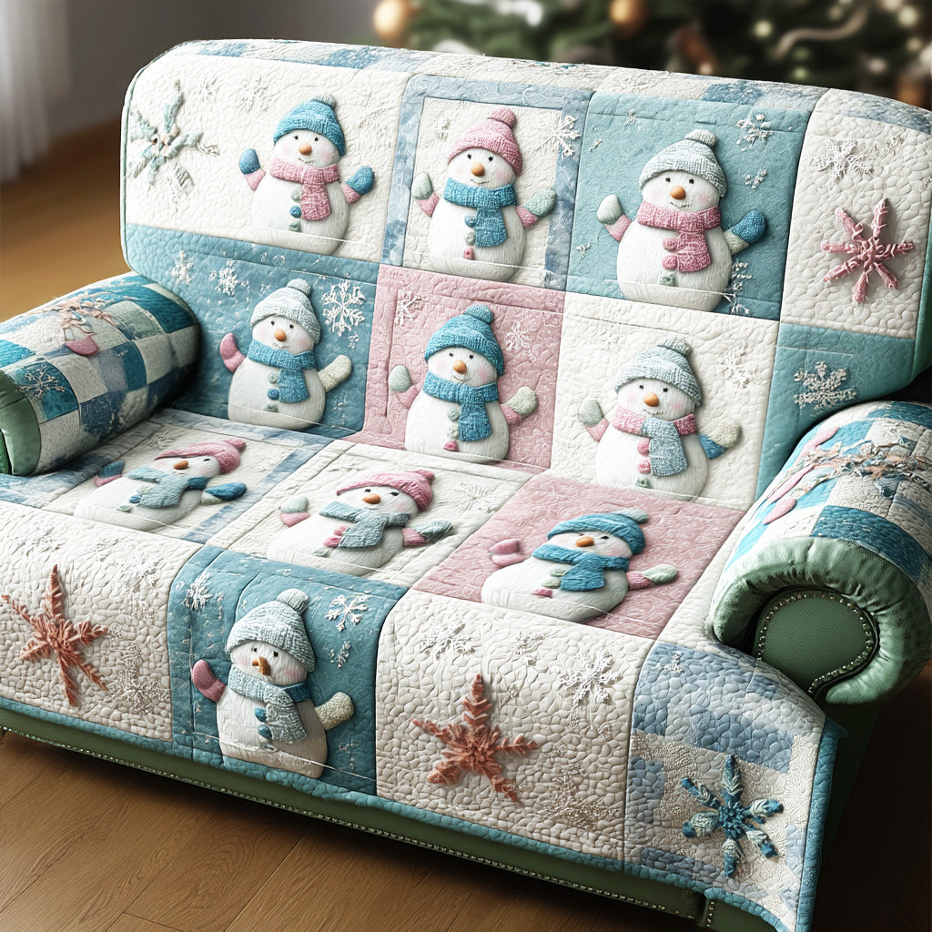 Yuletide Snow Dream Quilted Sofa Cover Christmas Living Decor Unique Gifts For Family