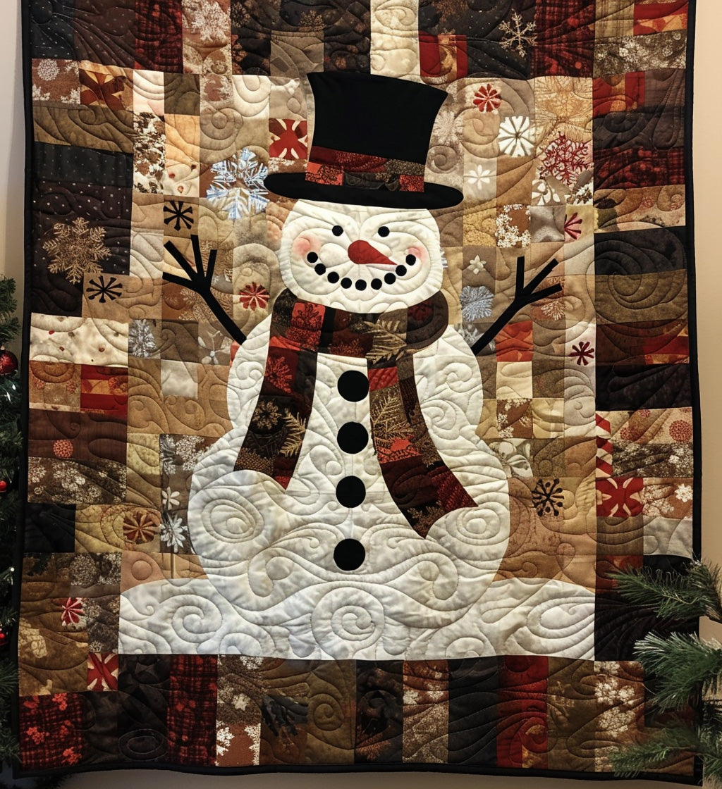 Yuletide Snowman Quilted Blanket Christmas Throw Blankets Presents For Mom