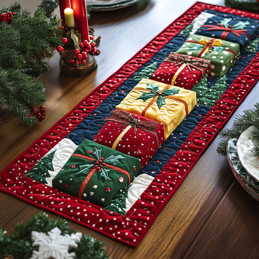 Yuletide Spark Quilted Table Runner Holiday Table Runner Good Gifts For Mom Birthday