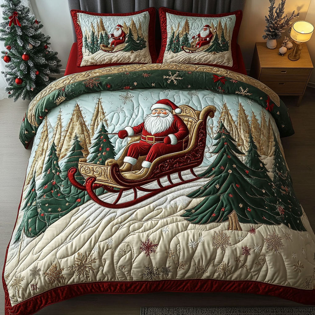 Yuletide Spirit Quilted Bedding Set King Comforter Sets Holiday Cheer Gift For Grandma