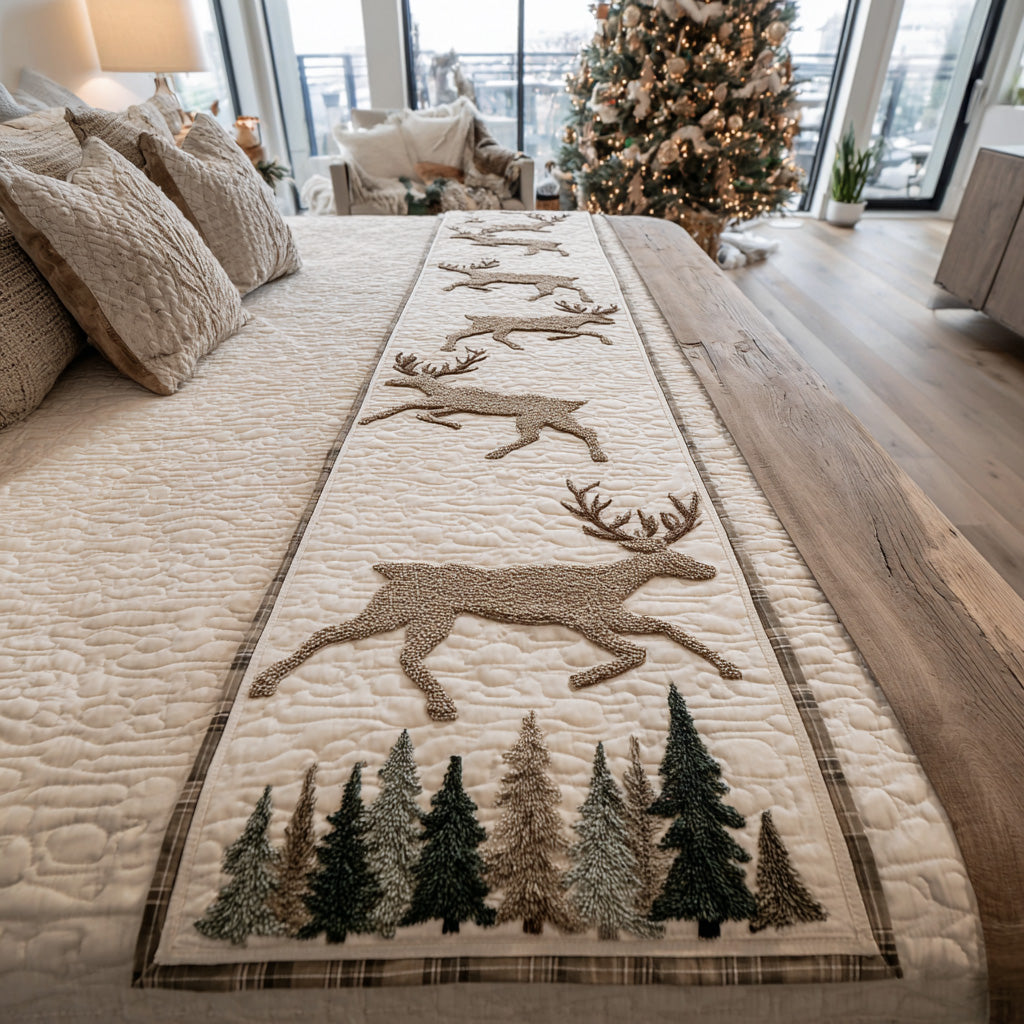 Yuletide Stag Quilted Bed Runner Christmas Bedroom Ideas Holiday Gift Ideas