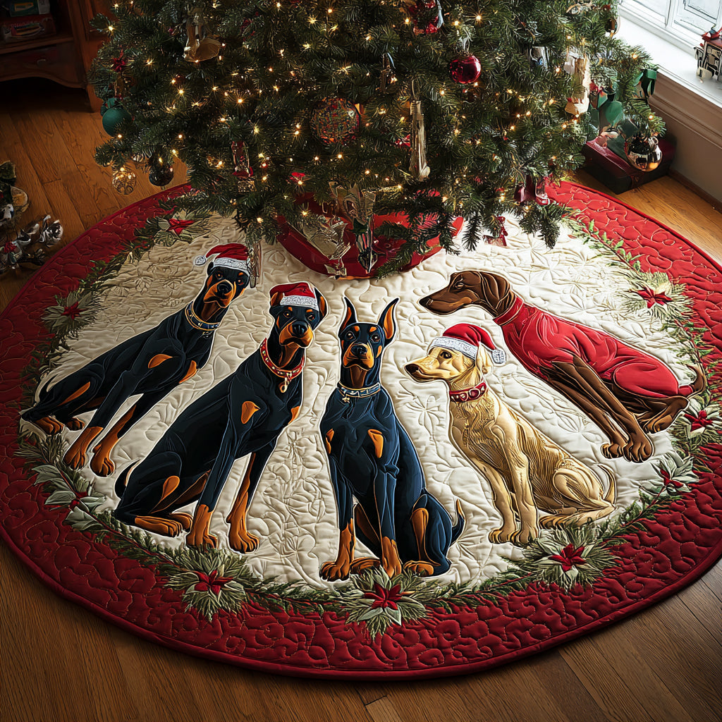 Yuletide Watcher Christmas Quilted Tree Skirt Xmas Indoor Decorations Dog Inspired Gifts