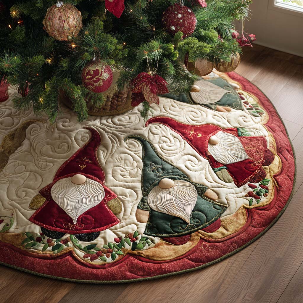 Yuletide Whimsy Christmas Quilted Tree Skirt Holiday Decorations Christmas Present Ideas