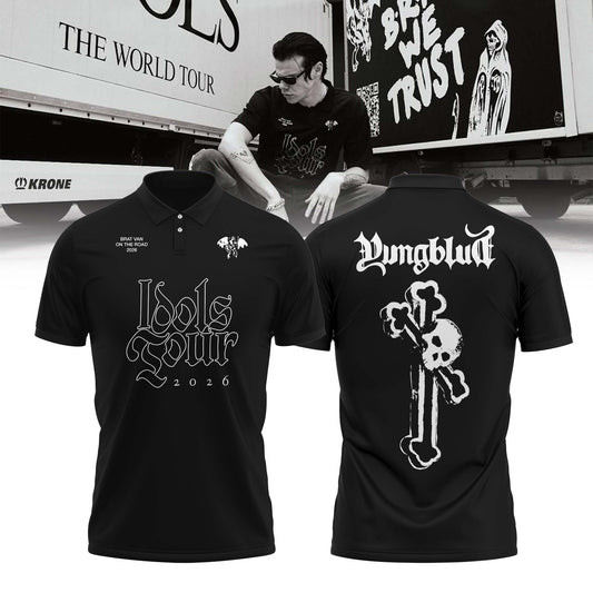 Yungblud Idols The World Tour 2026 Merch Cross Skull Polo Shirt Yungblud Clothes Gift For Him