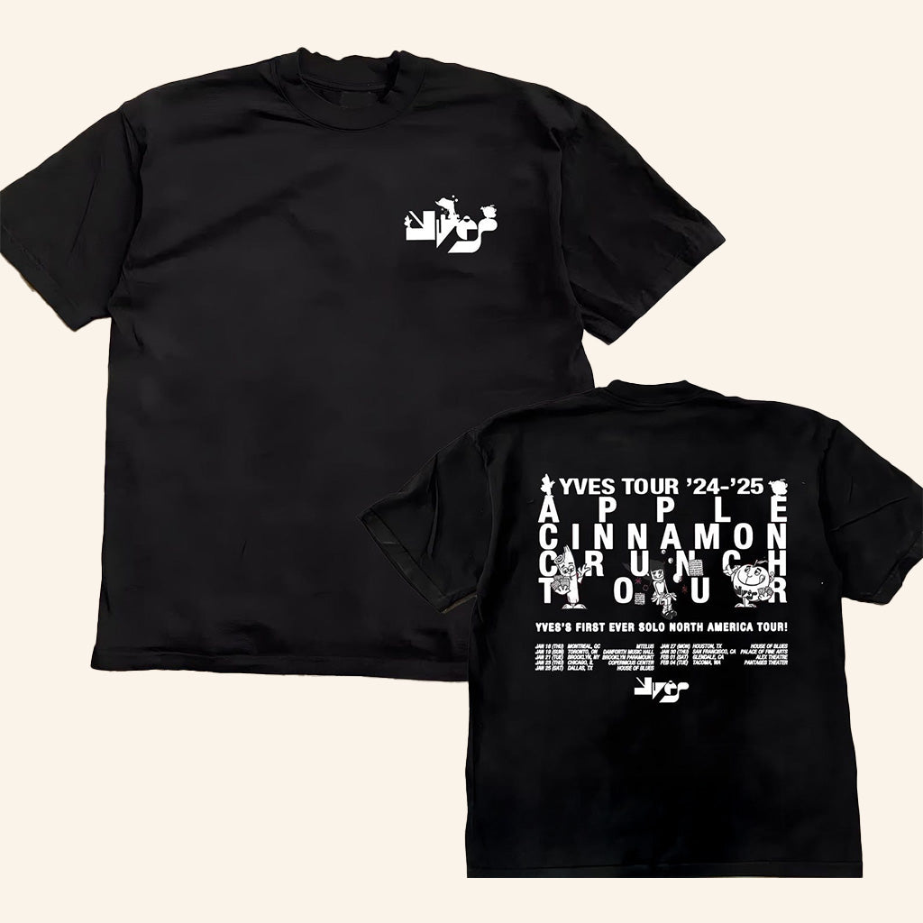 Yves Merch 2025 Black T-Shirt Apple Cinnamon Crunch Yves Merch Gifts For Dudes Yves Merch 2025 Black T-Shirt Apple Cinnamon Crunch Yves Merch Gifts For Dudes