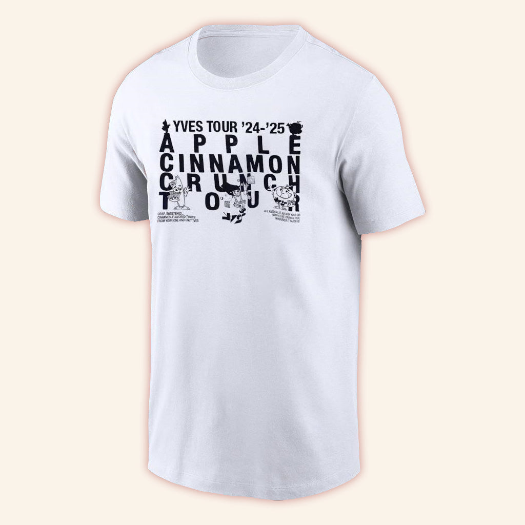 Yves Merch 2025 White T-Shirt Apple Cinnamon Crunch Yves Merch Gifts For Dudes Yves Merch 2025 White T-Shirt Apple Cinnamon Crunch Yves Merch Gifts For Dudes