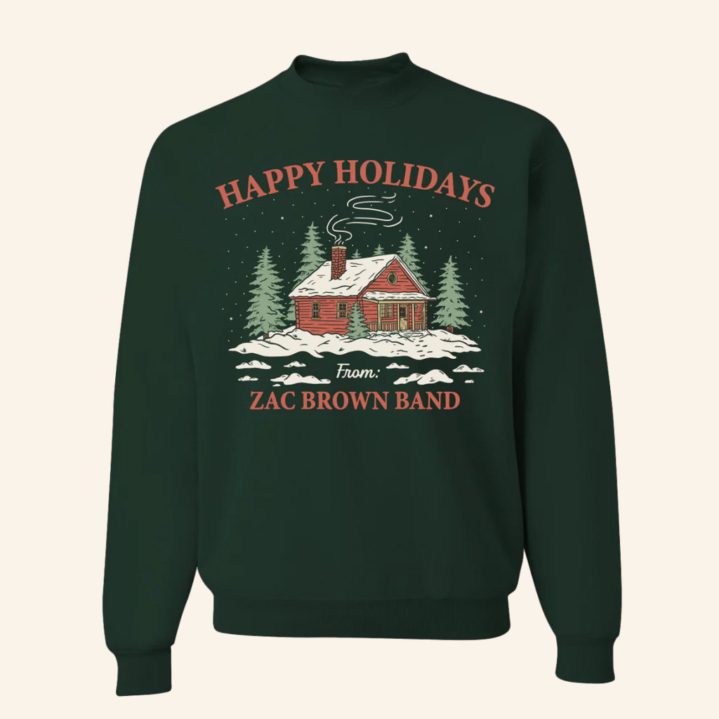 Zac Brown Band Merch Happy Holiday Cabin Sweatshirt Christmas Gifts For Music Lovers