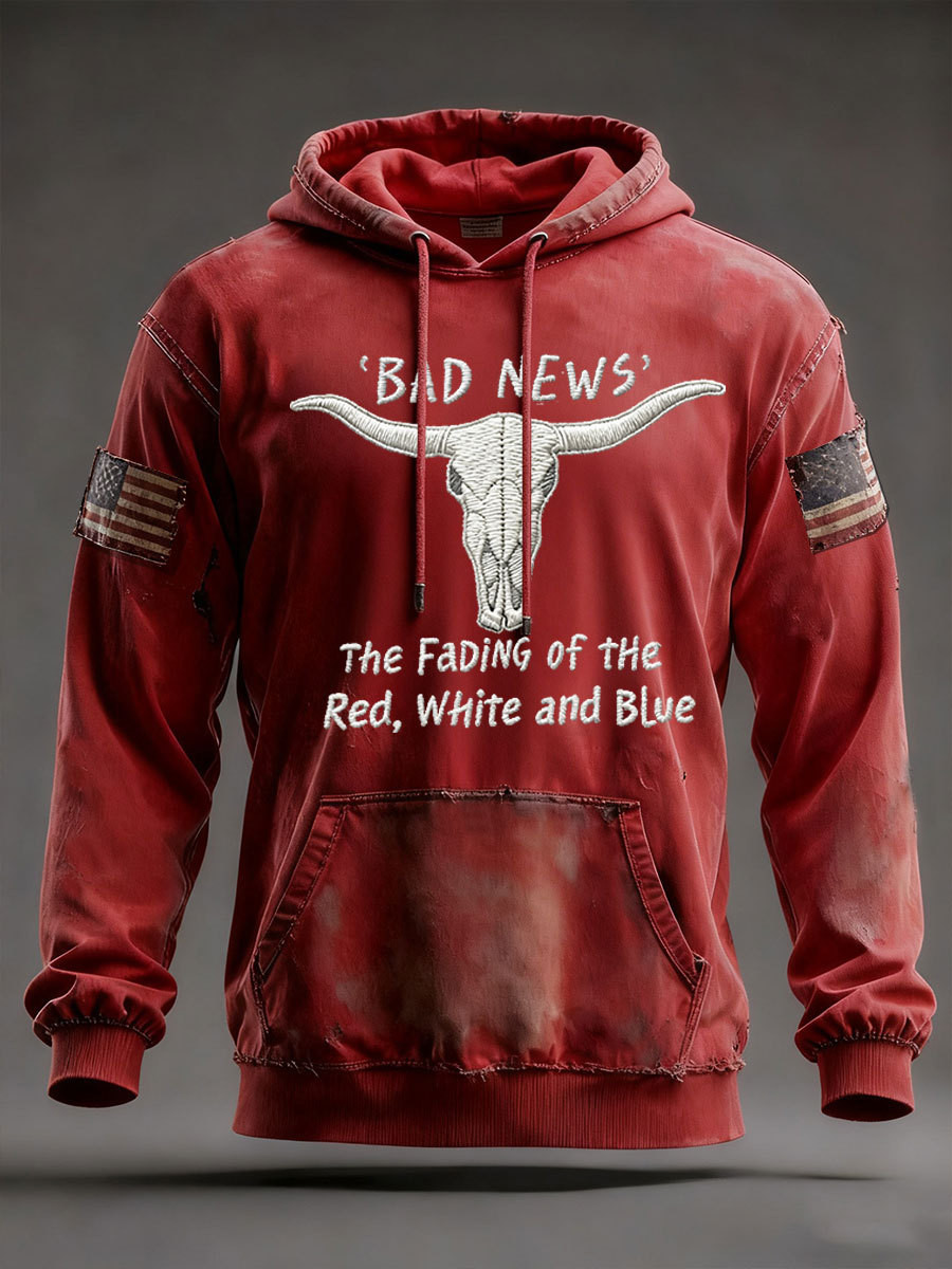Zach Bryan Merch Hoodie Bad News The Fading Of The Red White And Blue Music Apparel Gift Ideas