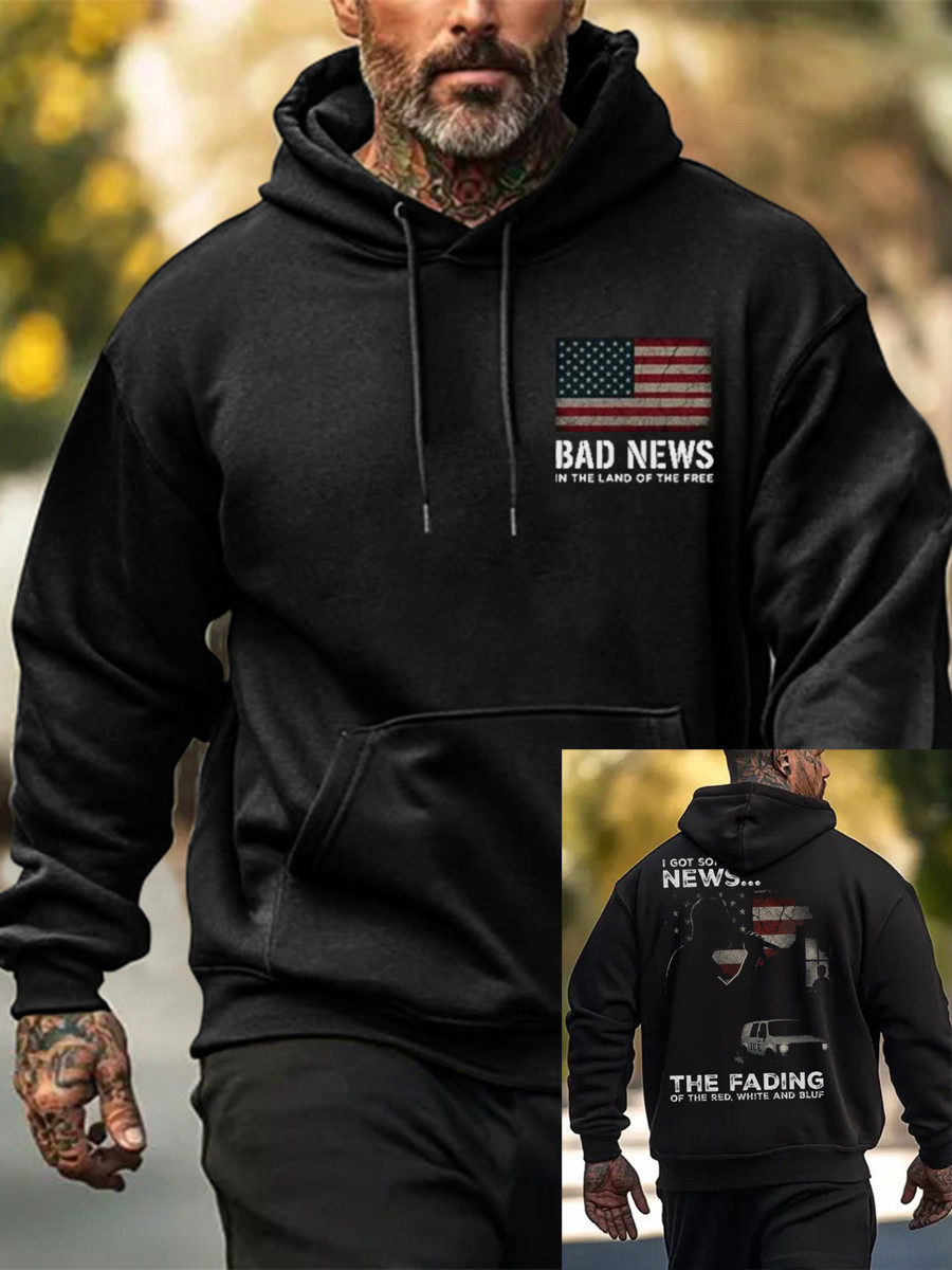 Zach Bryan Merch Hoodie The Fading Of The Red White And Blue Bad News Merch Gifts For Dad