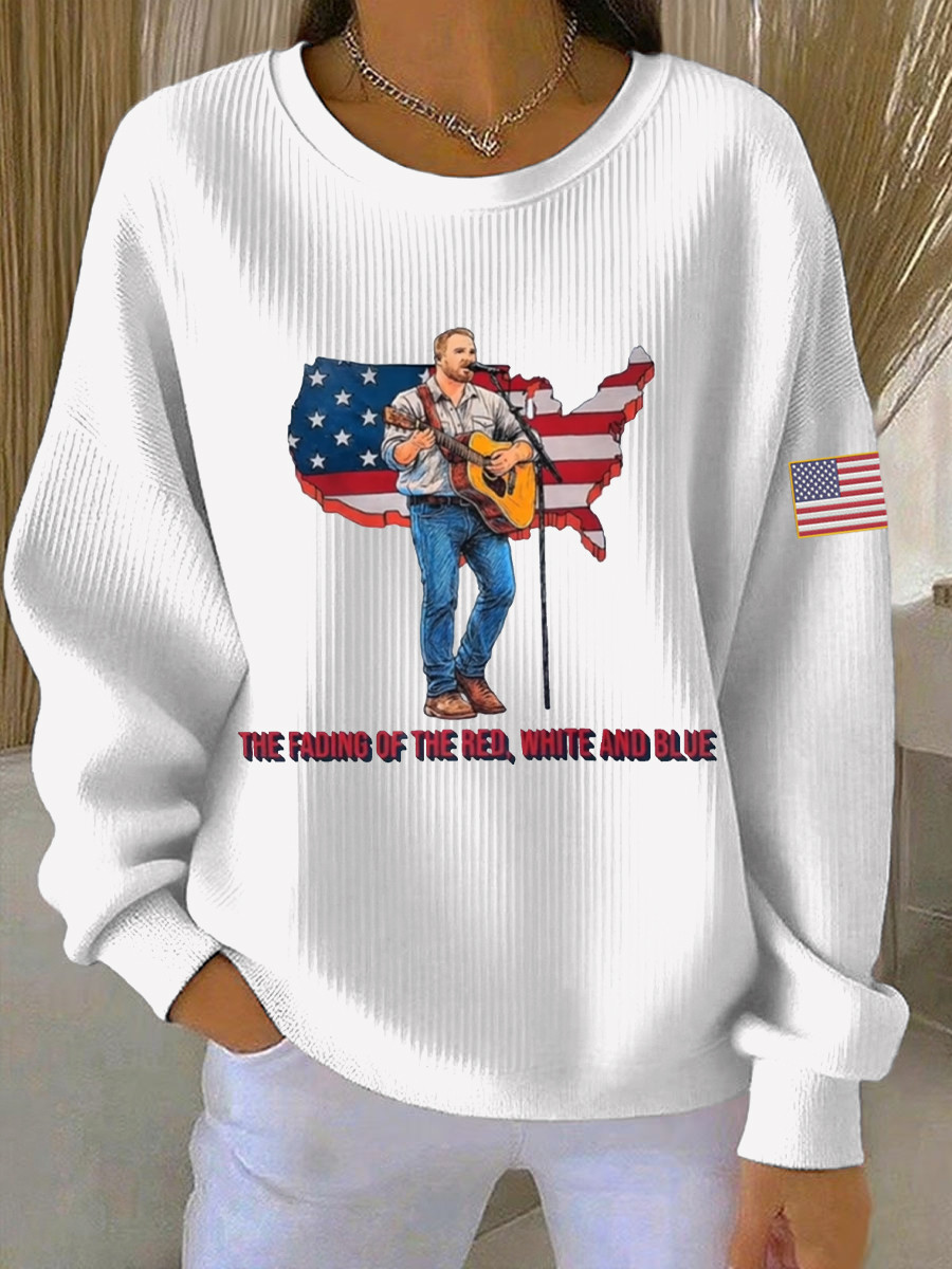 Zach Bryan Merch Sweatshirt The Fading Of The Red White And Blue Country Music Clothing Gifts